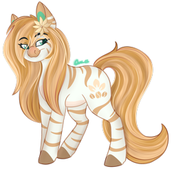 Size: 1506x1480 | Tagged: safe, artist:trashpanda czar, imported from derpibooru, oc, oc:bombay colada, zebra, flower, flower in hair, long hair, long mane, long tail, simple background, stripes, tail, transparent background, zebra oc