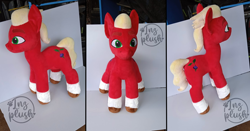 Size: 1994x1044 | Tagged: safe, artist:lnzz, imported from derpibooru, sprout cloverleaf, earth pony, original species, plush pony, pony, g5, male, photo, plushie, solo, stallion