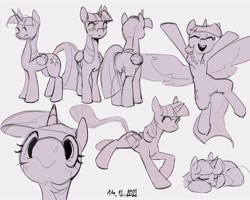 Size: 3000x2400 | Tagged: safe, artist:egil, imported from derpibooru, twilight sparkle, alicorn, pony, butt, cute, female, g4, mare, multeity, open mouth, open smile, plot, simple background, sketch, sketch dump, smiling, solo, sparkle sparkle sparkle, spread wings, twiabetes, twilight sparkle (alicorn), white background, wings