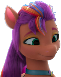 Size: 575x727 | Tagged: safe, edit, edited screencap, imported from derpibooru, screencap, sunny starscout, earth pony, pony, background removed, episode needed, female, g5, green eyes, looking right, mare, not a vector, orange skin, png, purple mane, simple background, smiling, solo, transparent background