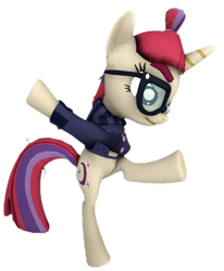 Size: 594x720 | Tagged: safe, artist:transparentjiggly64, imported from derpibooru, moondancer, 3d, bipedal, g4, kicking, simple background, transparent background