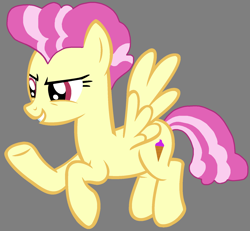 Size: 1784x1648 | Tagged: safe, artist:cat-ria, artist:star polaris and friends, derpibooru exclusive, imported from derpibooru, candy cloud, sweet tart, swift vanilla, pegasus, pony, base used, female, flying, g4, gray background, mare, older, raised hoof, simple background, solo