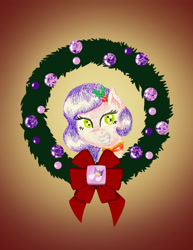 Size: 2550x3300 | Tagged: safe, artist:flutterluv, imported from derpibooru, part of a set, pipp petals, pegasus, pony, bust, christmas, christmas wreath, g5, gradient background, holiday, portrait, solo, wreath