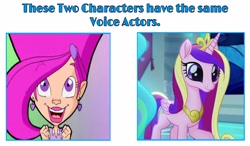 Size: 3464x2028 | Tagged: safe, artist:user15432, edit, edited screencap, imported from derpibooru, screencap, princess cadance, alicorn, pony, my little pony: the movie, amethyst van der troll, britt mckillip, exploitable meme, g4, meme, open mouth, open smile, same voice actor, smiling, troll, troll (fantasy), trollz, voice actor