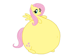 Size: 3264x2448 | Tagged: safe, artist:simonstudio587, imported from derpibooru, fluttershy, pegasus, pony, female, g4, inflation, looking at you, mare, simple background, smiling, smiling at you, solo, spherical inflation, spread wings, transparent background, wings