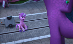Size: 1790x1070 | Tagged: safe, imported from derpibooru, screencap, spike, spoiler:g5, spoiler:my little pony: make your mark, spoiler:my little pony: make your mark chapter 6, spoiler:mymc06e02, animated, cart, dragon lord spike, eyeshadow, faint, g5, lily (g5), makeup, my little pony: make your mark, my little pony: make your mark chapter 6, older, older spike, panicking, roots of all evil, running, scared, sigh, sound, webm