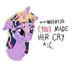 Size: 1385x1209 | Tagged: artist needed, safe, imported from ponybooru, twilight sparkle, pony, unicorn, (you), /mlp/, 4chan, crying, drawthread, ears, female, floppy ears, food, mare, pasta, ponified animal photo, sad, simple background, solo, spaghetti, white background