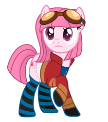 Size: 1010x1136 | Tagged: safe, artist:katnekobase, artist:tanahgrogot, imported from derpibooru, oc, oc only, oc:annisa trihapsari, earth pony, pony, base used, clothes, cosplay, costume, crossover, earth pony oc, female, generator rex, gloves, goggles, goggles on head, jacket, mare, rex salazar, shirt, simple background, sock, solo, transparent background