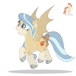 Size: 2000x2000 | Tagged: safe, artist:r4hucksake, imported from derpibooru, oc, oc only, oc:peachy heart, bat pony, pony, blushing, bow, cute, female, happy, mare, ocbetes, simple background, solo, tail, tail bow, transparent background