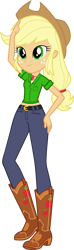 Size: 1280x4314 | Tagged: safe, artist:edy_january, color edit, edit, imported from derpibooru, applejack, equestria girls, barefoot, button-up shirt, clothes, colored, denim, feet, g4, geode of super strength, jeans, magical geodes, pants, shirt, simple background, solo, transparent background