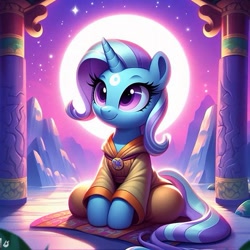 Size: 519x519 | Tagged: safe, imported from derpibooru, trixie, unicorn, ai content, ai generated, buddhism, clothes, female, g4, mare, prompter:vanilla5751, robe, solo