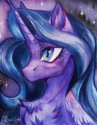 Size: 3012x3902 | Tagged: safe, artist:jsunlight, imported from derpibooru, princess luna, alicorn, pony, solo, traditional art, watercolor painting