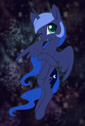 Size: 1914x2838 | Tagged: safe, artist:dusthiel, imported from derpibooru, princess luna, alicorn, pony, :p, female, g4, horn, mare, one eye closed, solo, spread wings, tongue out, wings, wink