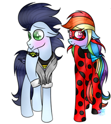 Size: 456x510 | Tagged: safe, artist:northlights8, imported from ponybooru, rainbow dash, soarin', pegasus, pony, female, male, mare, miraculous ladybug, shipping, soarindash, stallion, straight