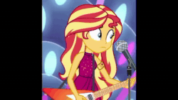 Size: 640x360 | Tagged: safe, edit, edited screencap, editor:user4897, imported from derpibooru, screencap, sunset shimmer, equestria girls, equestria girls series, spring breakdown, spoiler:eqg series (season 2), animated, g4, guitar, music, musical instrument, sound, sound only, webm