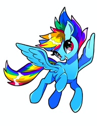 Size: 1581x2048 | Tagged: safe, artist:stacy_165cut, imported from derpibooru, rainbow dash, pegasus, pony, female, flying, g4, grin, mare, simple background, smiling, solo, white background