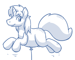 Size: 2500x2000 | Tagged: safe, artist:rawr, imported from derpibooru, oc, oc only, oc:calbeck, balloon pony, inflatable pony, unicorn, balloon, high res, inflatable, monochrome, simple background, solo, white background