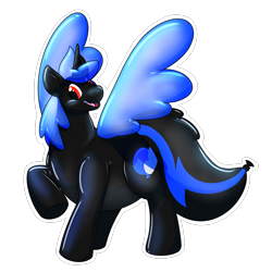 Size: 2000x2000 | Tagged: safe, artist:rawr, imported from derpibooru, oc, oc only, oc:loonie skies, alicorn, balloon pony, inflatable pony, alicorn oc, balloon, high res, horn, inflatable, open mouth, raised hoof, simple background, smiling, solo, transparent background, transparent wings, wings