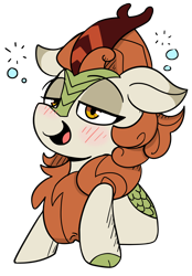 Size: 3576x5150 | Tagged: safe, artist:icey, edit, imported from derpibooru, autumn blaze, kirin, blushing, bust, cute, drunk, drunk bubbles, female, floppy ears, go home you're drunk, kirinbetes, lidded eyes, looking at you, mare, simple background, smiling, smiling at you, solo, sticker, transparent background