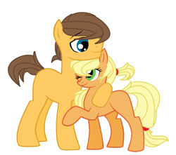 Size: 962x851 | Tagged: safe, artist:huskylaua, imported from ponybooru, applejack, caramel, earth pony, pony, carajack, female, male, mare, shipping, stallion, straight