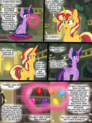 Size: 413x552 | Tagged: safe, artist:ilaria122, imported from ponybooru, sunset shimmer, twilight sparkle, alicorn, pony, unicorn, comic:a mysterious rival, comic, female, mare, twilight sparkle (alicorn)