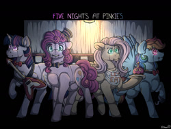 Size: 1280x960 | Tagged: safe, artist:binibean, imported from derpibooru, fluttershy, pinkie pie, rainbow dash, twilight sparkle, alicorn, earth pony, pegasus, pony, animatronic, five nights at freddy's, g4, solo