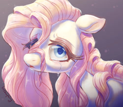 Size: 2300x2000 | Tagged: safe, artist:bishopony, imported from derpibooru, fluttershy, pegasus, pony, bust, crying, female, floppy ears, g4, gradient background, high res, looking at you, mare, signature, solo