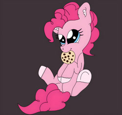 Size: 828x783 | Tagged: safe, artist:thebronypony123, imported from derpibooru, pinkie pie, earth pony, pony, cookie, cute, female, food, g4, simple background, solo