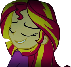 Size: 2695x2520 | Tagged: safe, edit, edited screencap, editor:homersimpson1983, imported from derpibooru, screencap, sunset shimmer, human, equestria girls, rainbow rocks, background removed, clothes, eyes closed, female, g4, not a vector, pajamas, simple background, smiling, solo, transparent background