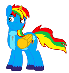 Size: 1071x1124 | Tagged: safe, artist:shieldwingarmorofgod, imported from derpibooru, oc, oc only, oc:shield wing, alicorn, pony, alicorn oc, cross, handsome, horn, male, simple background, solo, stallion, transparent background, wings