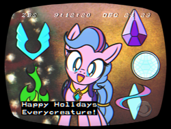 Size: 960x720 | Tagged: safe, artist:theratedrshimmer, imported from derpibooru, queen haven, pegasus, pony, adorahaven, christmas, cute, female, g4, g5, g5 to g4, generation leap, happy holidays, holiday, looking at you, mare, simpsons did it, solo, the simpsons, zbs