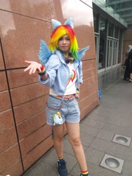 Size: 3456x4608 | Tagged: safe, artist:starlight_leane, imported from derpibooru, rainbow dash, human, clothes, comic fiesta 2023, cosplay, costume, g4, irl, irl human, photo