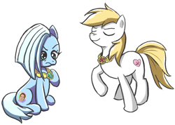 Size: 1202x856 | Tagged: safe, anonymous artist, oc, oc:aryanne, oc:tracy cage, blonde mane, blonde tail, elements of harmony, eyes closed, female, females only, frown, looking down, mare, nazi, one leg raised, proud, simple background, sitting, smiling, swastika, white background