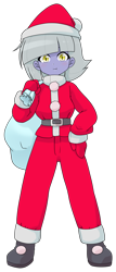 Size: 1168x2717 | Tagged: safe, alternate version, artist:batipin, imported from derpibooru, part of a set, limestone pie, human, equestria girls, breasts, christmas, clothes, costume, equestria girls-ified, hat, holiday, looking at you, santa costume, santa hat, santa sack, simple background, transparent background