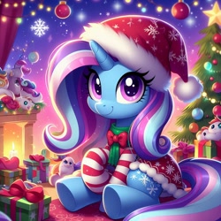 Size: 1024x1024 | Tagged: safe, artist:3d4d, imported from derpibooru, trixie, ai content, ai generated, christmas, holiday