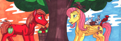 Size: 1873x645 | Tagged: safe, artist:whitefangkakashi300, imported from ponybooru, big macintosh, fluttershy, earth pony, pegasus, female, fluttermac, male, mare, shipping, stallion, straight