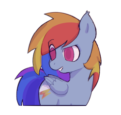 Size: 1162x1101 | Tagged: safe, artist:maggotz5k, imported from derpibooru, rainbow dash, pegasus, pony, colored pupils, eye clipping through hair, eyebrows, female, g4, mare, raised eyebrow, simple background, solo, turned head, white background