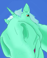 Size: 1536x1890 | Tagged: safe, artist:jargon scott, lyra heartstrings, horse, unicorn, blue background, close-up, featured image, simple background, whiskers