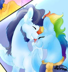 Size: 564x596 | Tagged: safe, artist:batrina, imported from ponybooru, rainbow dash, soarin', pegasus, pony, the last problem, female, male, mare, older, older rainbow dash, older soarin', older soarindash, shipping, soarindash, stallion, straight