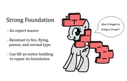 Size: 1340x860 | Tagged: safe, artist:purblehoers, imported from derpibooru, oc, oc only, oc:strong foundation, pony, unicorn, blue eyes, brick, brick wall, bricks, dialogue, female, looking at you, mare, ms paint, red mane, reference sheet, simple background, solo, standing, text, white background