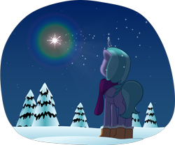 Size: 2252x1870 | Tagged: safe, artist:equestriaexploration, imported from derpibooru, pony, g5, shiny sparks, snow, solo, stars, tree