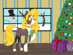 Size: 2400x1800 | Tagged: safe, artist:hoshiro, imported from derpibooru, oc, oc:pamela, christmas, christmas tree, holiday, minecraft, present, snow, snowman, stardew valley, terraria, tree