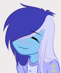 Size: 417x500 | Tagged: safe, artist:cant-stop-staring, imported from twibooru, minuette, human, :3, blushing, bust, eyes closed, humanized, image, lucky star, maki drawgirl, needs more jpeg, solo, upper body