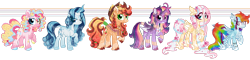 Size: 1920x460 | Tagged: safe, artist:mrufka69, imported from derpibooru, applejack, fluttershy, pinkie pie, rainbow dash, rarity, twilight sparkle, alicorn, pony, alternate design, augmented horn, g4, horn, mane six, simple background, transparent background, twilight sparkle (alicorn), twitterina design