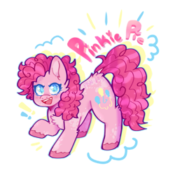 Size: 827x827 | Tagged: safe, artist:violetrambles, imported from derpibooru, pinkie pie, earth pony, pony, colored hooves, eyelashes, female, g4, mare, markings, open mouth, open smile, simple background, smiling, solo, transparent background