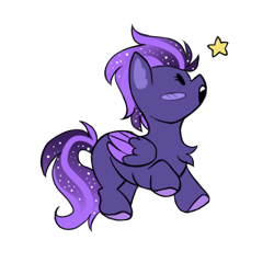 Size: 512x512 | Tagged: safe, artist:_candypone_, imported from derpibooru, oc, oc only, oc:shadow galaxy, pegasus, pony, blushing, chibi, commission, ethereal mane, female, hooves, mare, open mouth, simple background, smiling, solo, starry mane, starry tail, stars, tail, transparent background