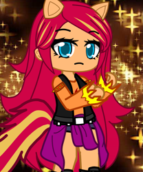 Size: 897x1080 | Tagged: safe, artist:80ssuperstar, imported from derpibooru, sunset shimmer, anthro, equestria girls, clothes, female, gacha club, pony ears, solo, tail