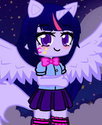 Size: 882x1080 | Tagged: safe, artist:80ssuperstar, imported from derpibooru, twilight sparkle, anthro, equestria girls, clothes, female, gacha club, horn, pony ears, solo, tail, wings