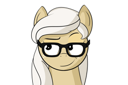 Size: 4500x3000 | Tagged: safe, artist:polynya, imported from twibooru, oc, oc only, oc:magnolia, earth pony, pony, bust, earth pony oc, female, glasses, image, looking sideways, mare, png, raised eyebrow, simple background, smug, solo, transparent background