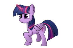 Size: 2900x1900 | Tagged: safe, artist:polynya, imported from twibooru, twilight sparkle, alicorn, pony, frown, glowing horn, horn, image, png, raised hoof, simple background, transparent background, twilight sparkle (alicorn)